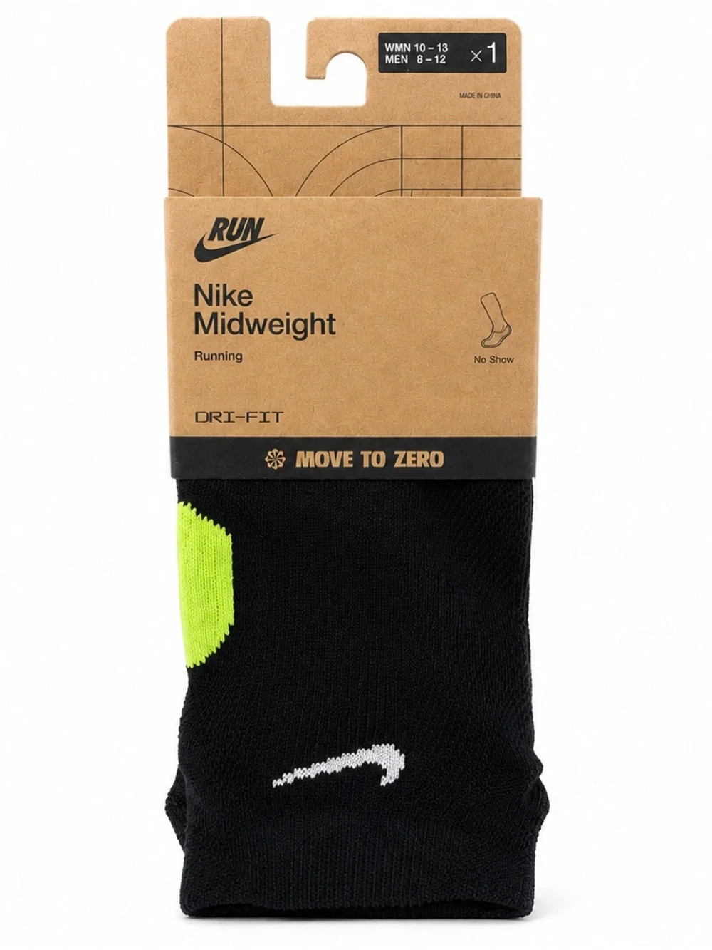 Nike Midweight Dri-FIT No-Show Socks - Black & Neon Green